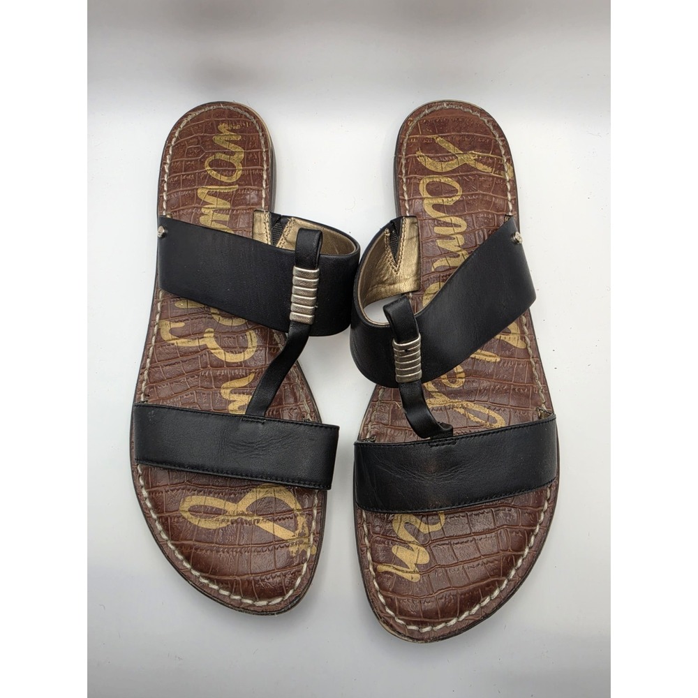 Sam Edelman Kane Slide Sandals‎ Women's Sz 10 Black Leather Strappy Resort Boho